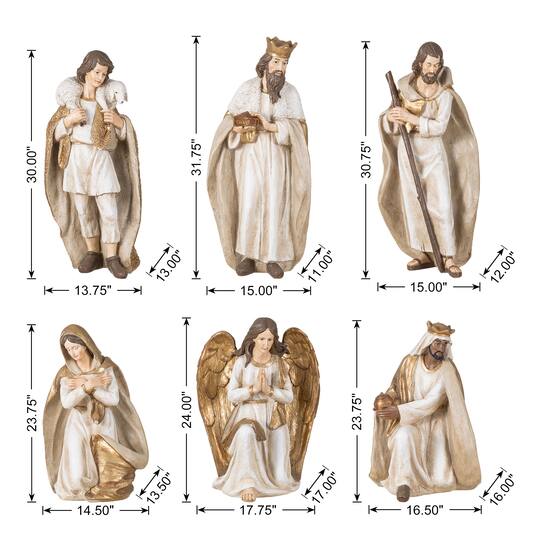 Glitzhome® 31.75" 12-Piece Majestic Oversized Christmas Nativity Figurine Set